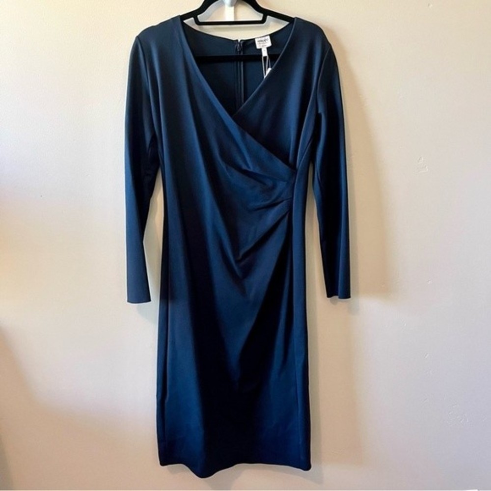 ARMANI COLLEZIONI Navy Blue Faux-Wrap Dress Size 10 - Picture 2 of 9